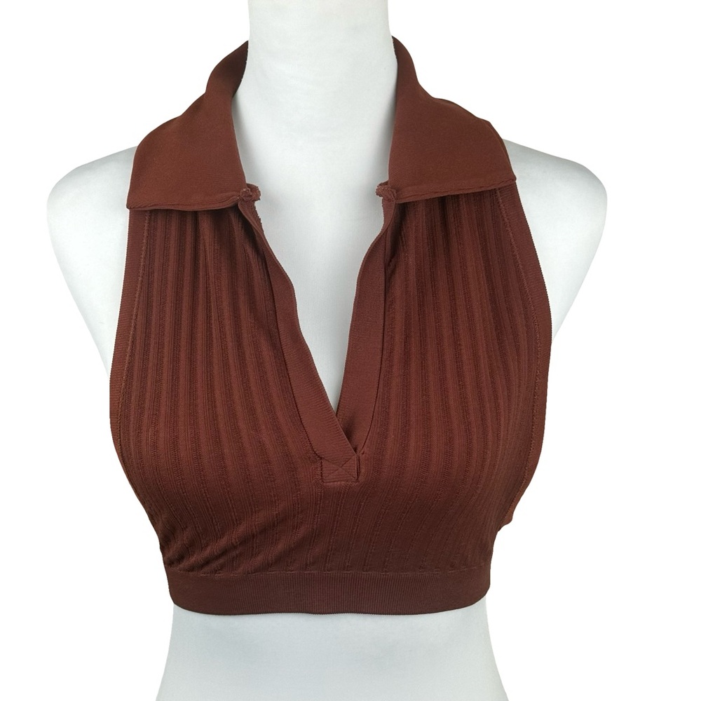 Out From Under Urban Outfitters Brown Sleeveless Ribbed Cropped Seamless Top M/L